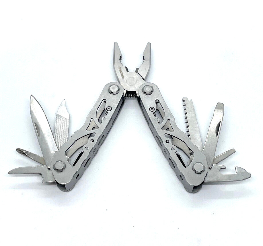 Husky 11 in 1 Silver Multi-Tool Stainless Steel Knife Pliers Drivers EDC