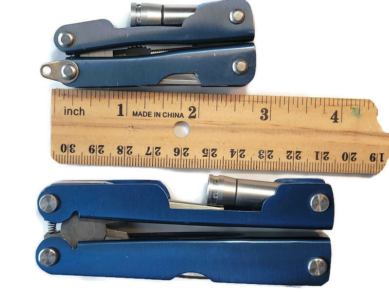 2 Multi Tools Knife Pliers Saw Bottle Opener Kit Pocket Folding Multitools Blue
