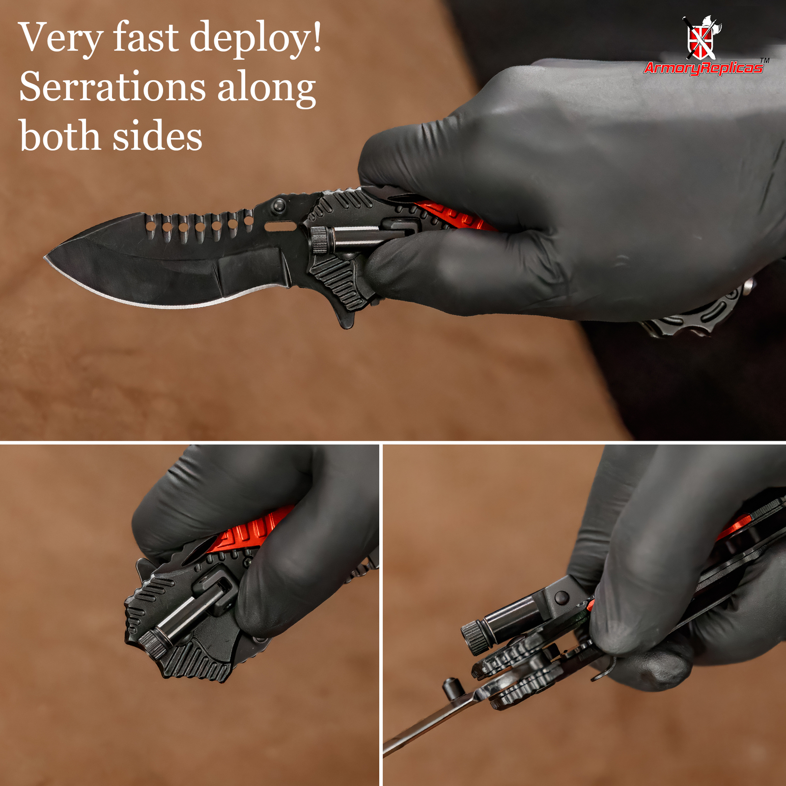 Tactical Survival Emergency Folding Pocket Knife with Flashlight & Glass Breaker