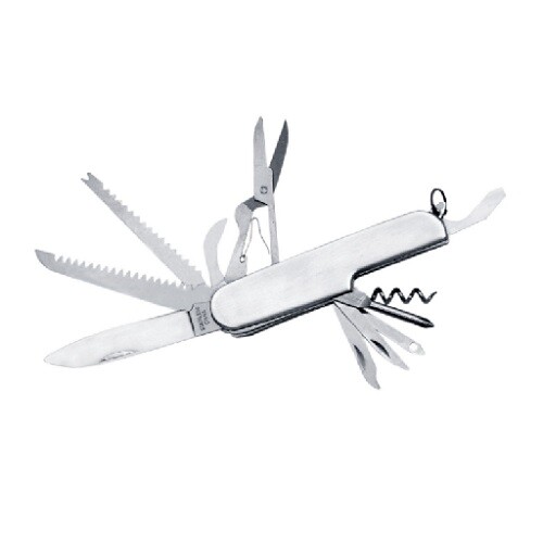 13 Function Swiss Style Multi Tool Folding Knife 3.25″ Closed Stainless Steel