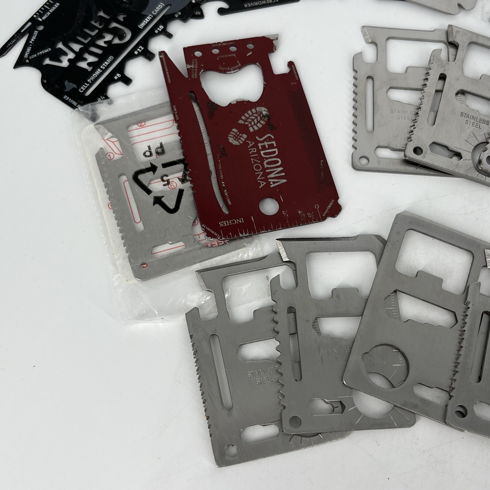 LOT OF 20 METAL WALLET/CREDIT CARD MUTI-TOOLS AND POCKET KNIFE SAFETY TOOLS