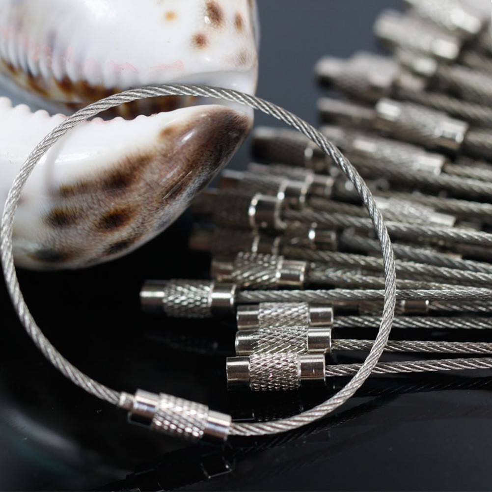 24 Pcs Steel Wire Chain Stainless Steel Key Ring for Luggage Holders
