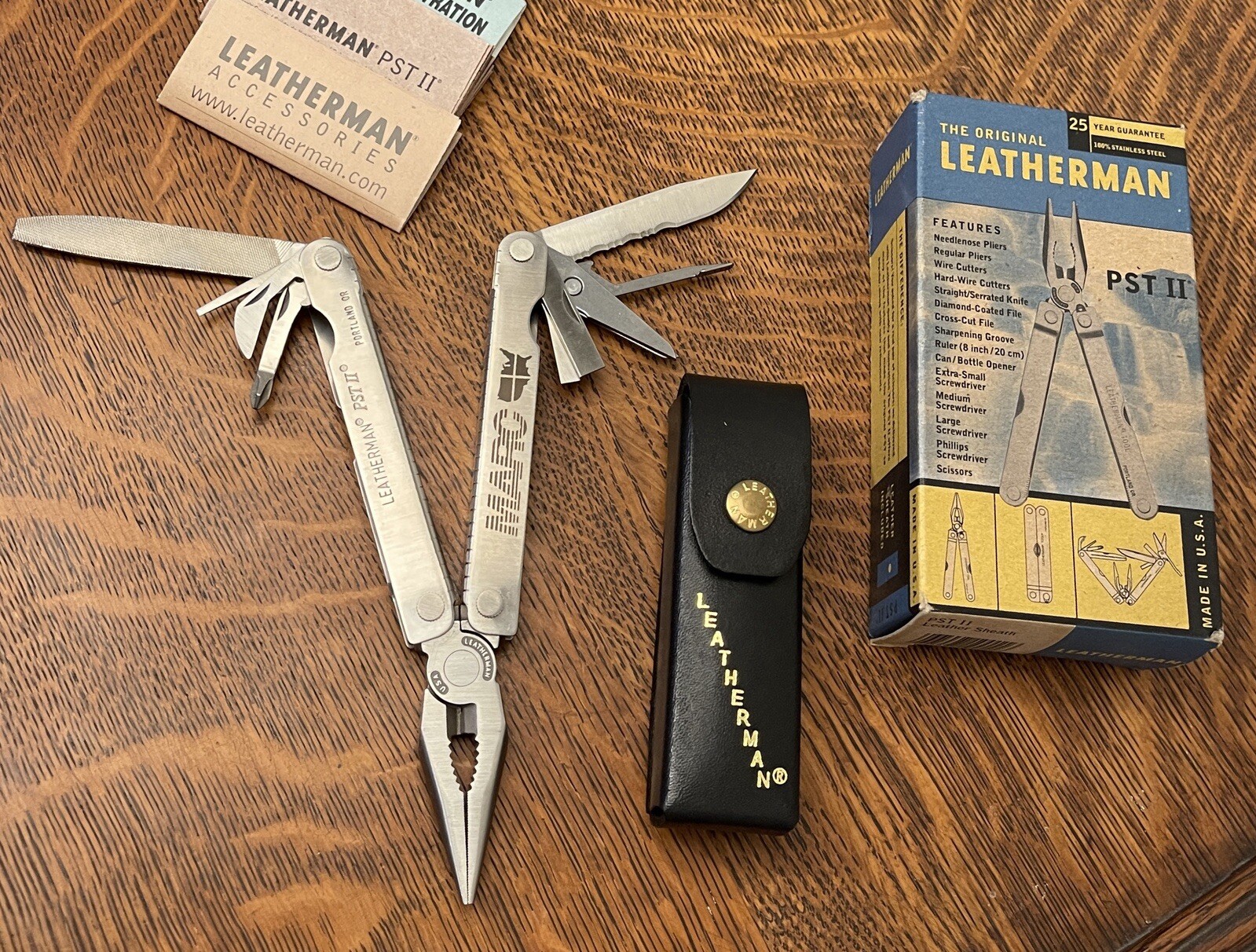 NOS 1998 RARE THE ORIGINAL NEW LEATHERMAN PST II MULTI-TOOL “MINTY” CUSTOM ETCH