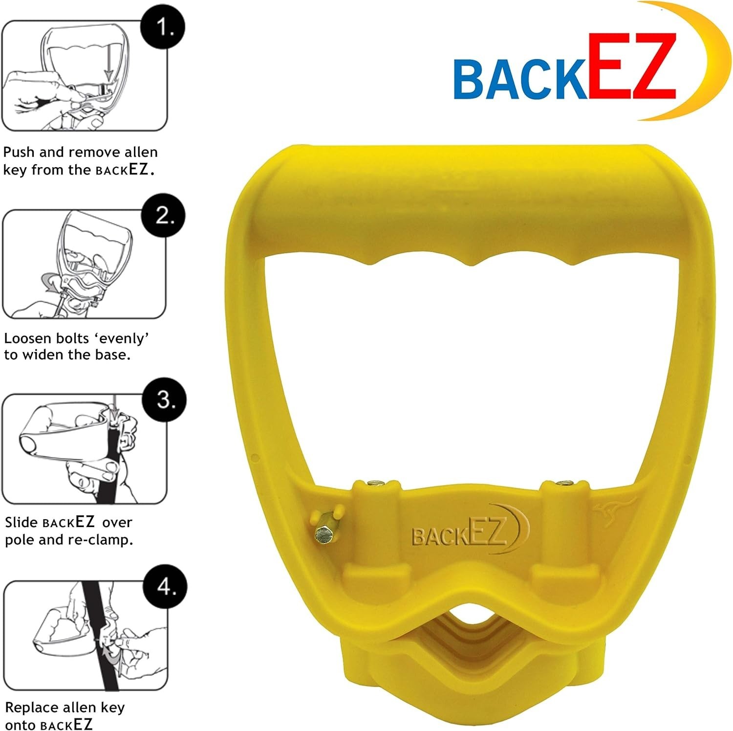 Universal Fit Ergonomic Tool Handle for Comfortable Shoveling & Raking – Yellow