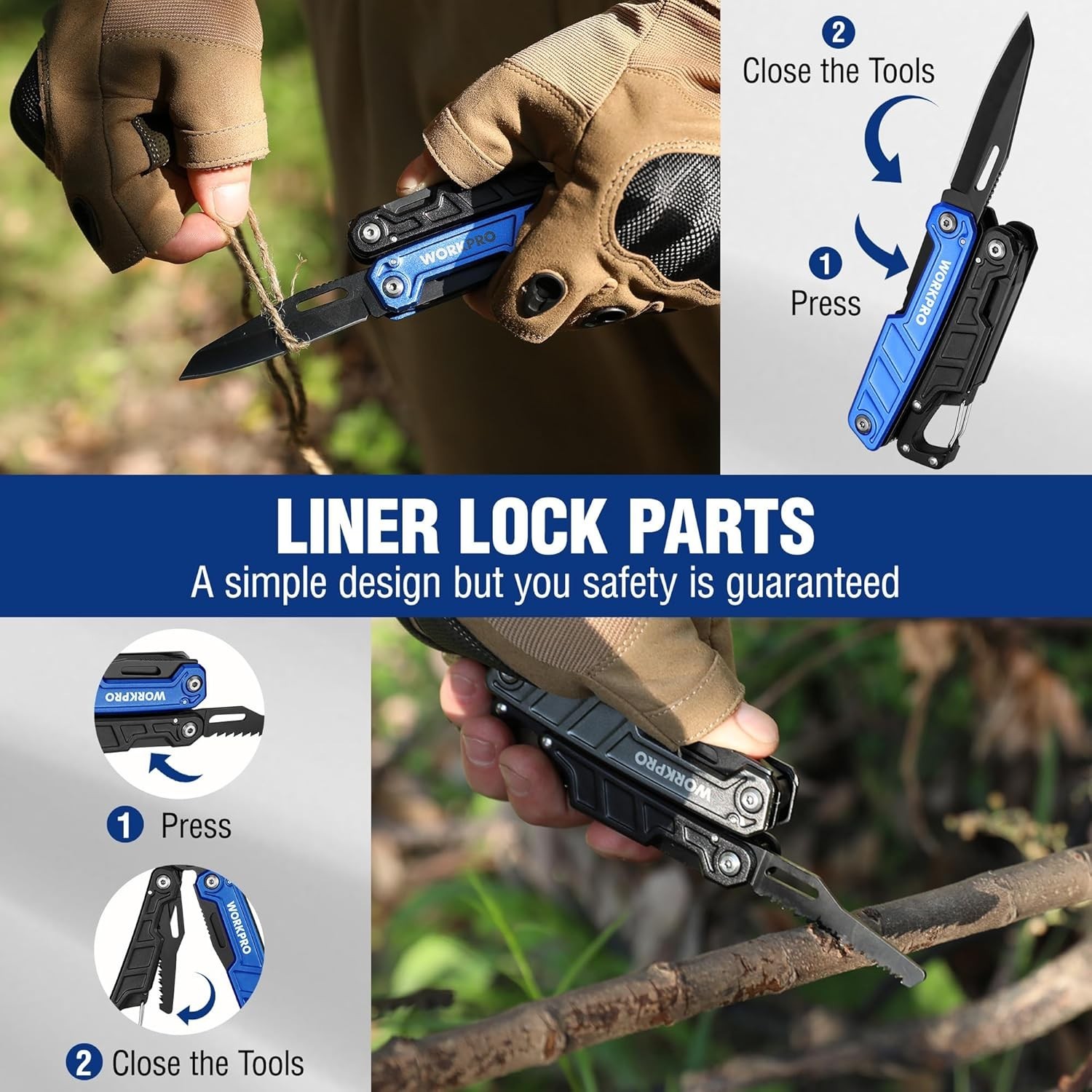 Multitool 11 in 1 Camping Gear with Mini Hammer Safety Lock Pouch Camouflage for