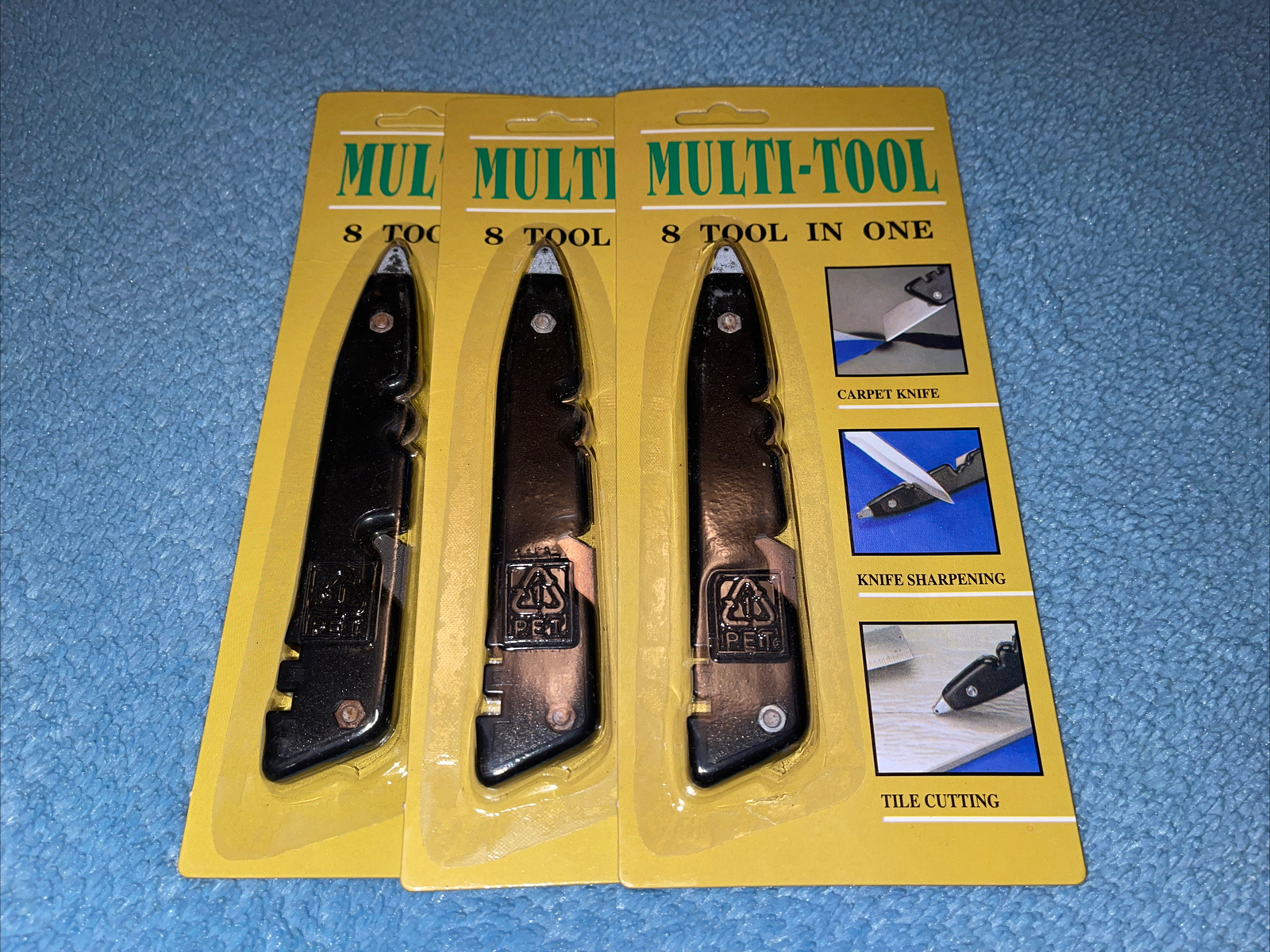 Three NEW Multi-Tool 8Tools In One Carpet knife, Tile Glass Cutter, Sharpener