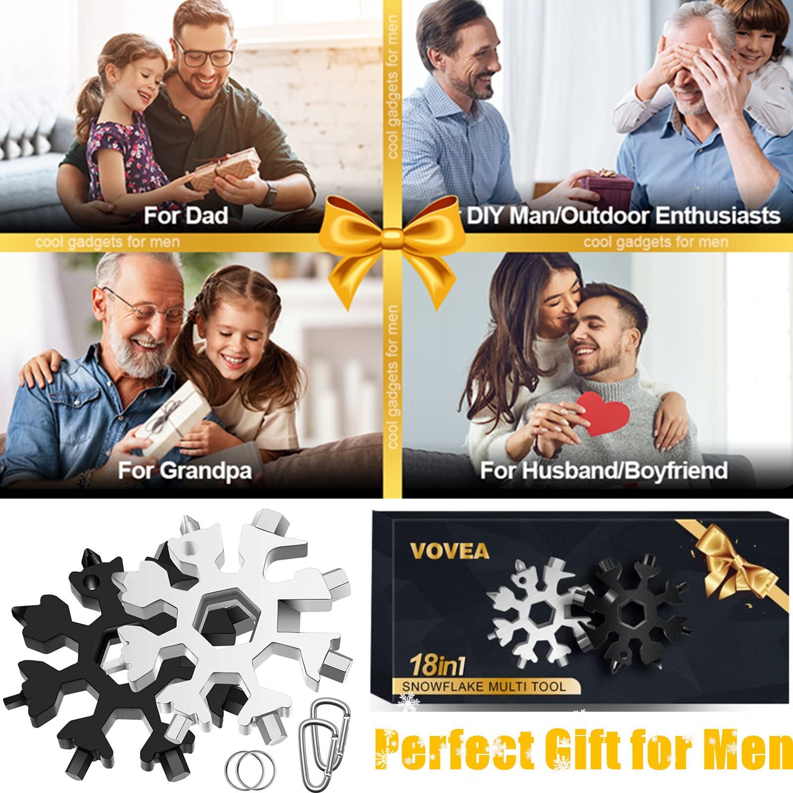 Stocking Stuffers For Men Him Adults Gifts For Men 18in1 Snowflake Multitool Men
