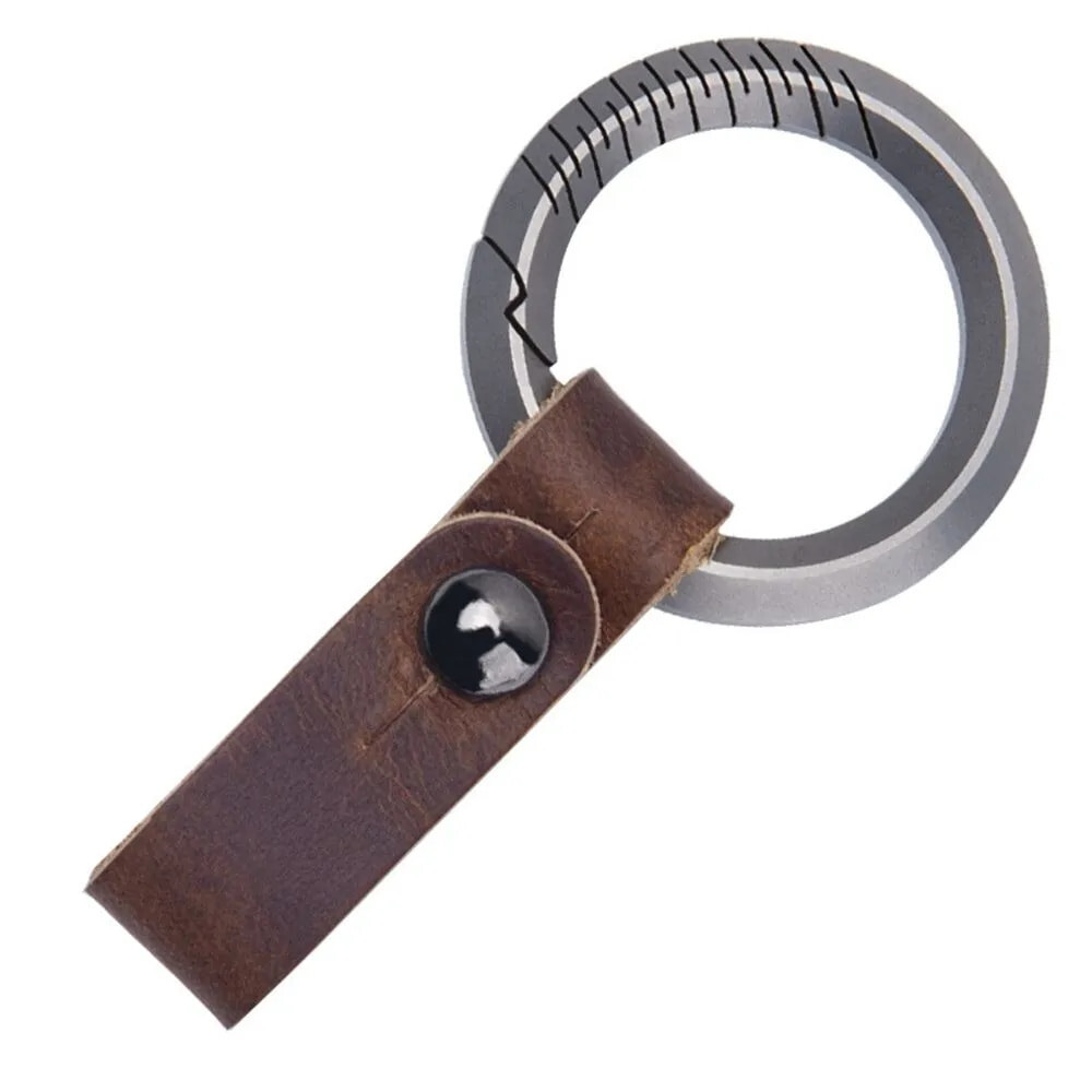 Titanium Alloy Leather Keychain Portable Removable Key Ring pendant EDC #B6