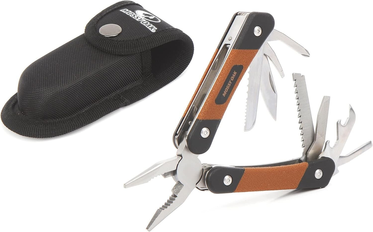 Mossy Oak EDC 3 piece set, fixed blade pocket knife, 12 tool multitool, 3 mode f