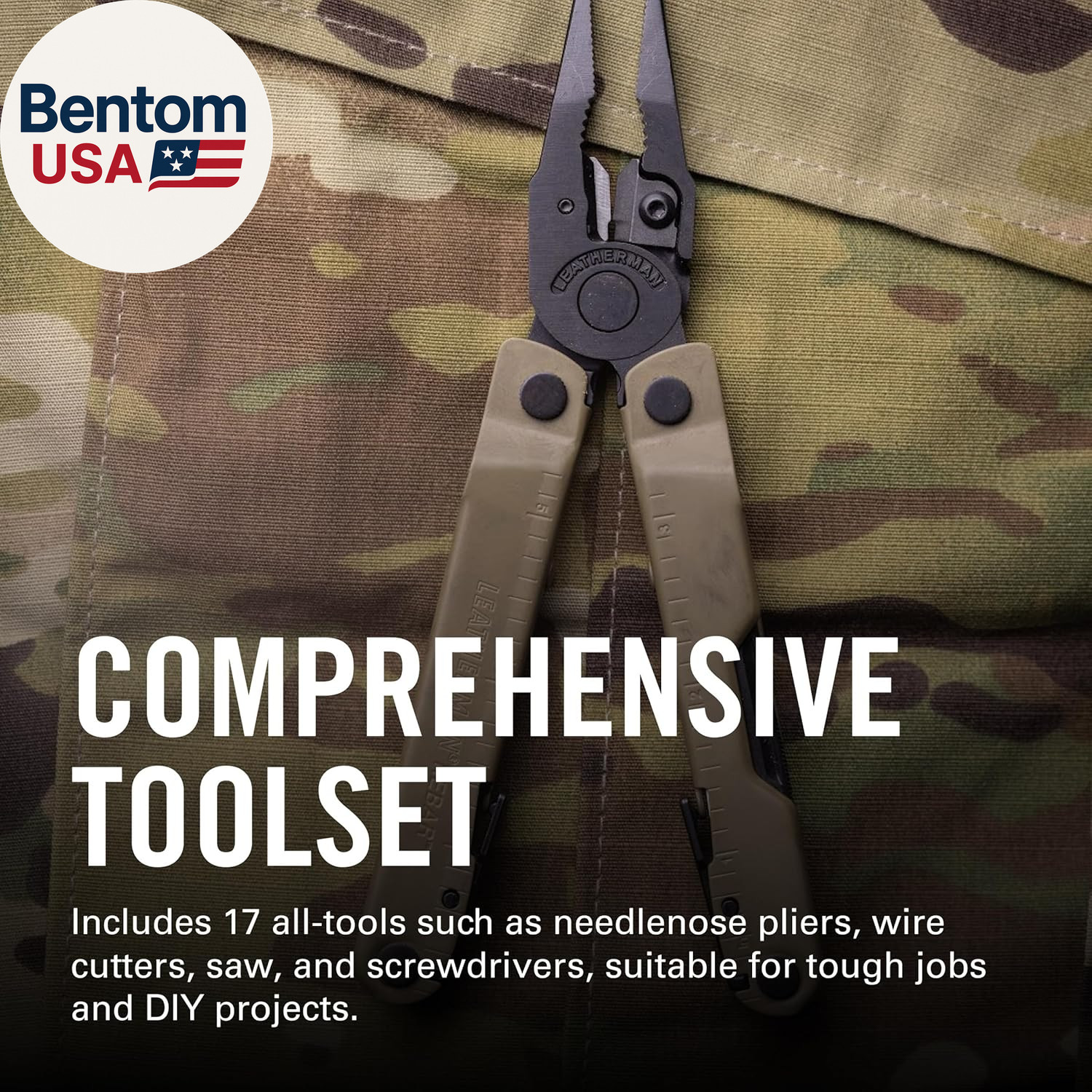 , Rebar Multitool with Premium Replaceable Wire Cutters and Saw, Coyote Tan