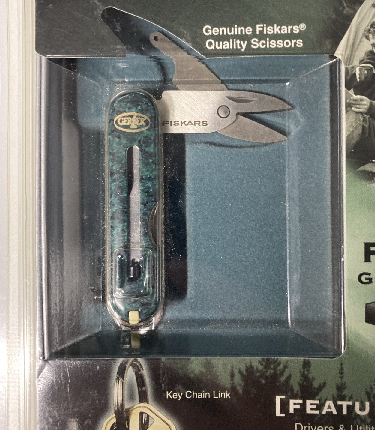 VTG. GERBER KEYSTYLE KEYCHAIN TOOL GREEN MARBLE DESIGN#48100 PACKAGE (OLD STOCK)