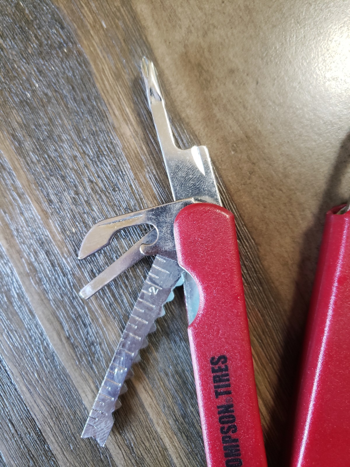 VINTAGE MICKEY THOMPSON TIRES BRANDED MULTI TOOL WITH CASE PLIERS KNIFE