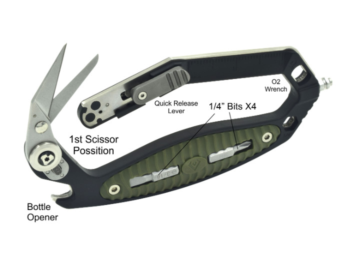 V NIVES C.R.A.B. Rescue and Utility Multi-Tool Hermit-Crab Knife Green And Black