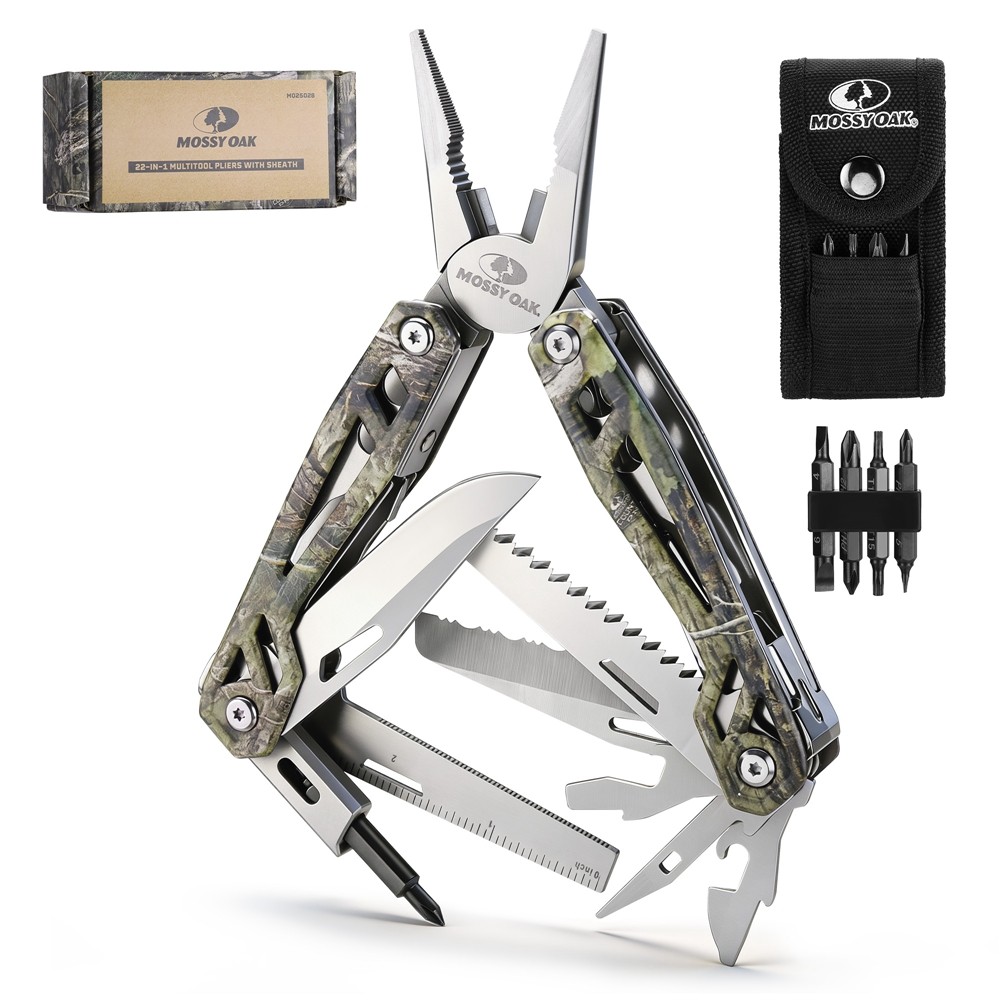 MOSSY OAK 22-in-1 Multitool Stainless Steel Plier Self-locking Knife with Sheath