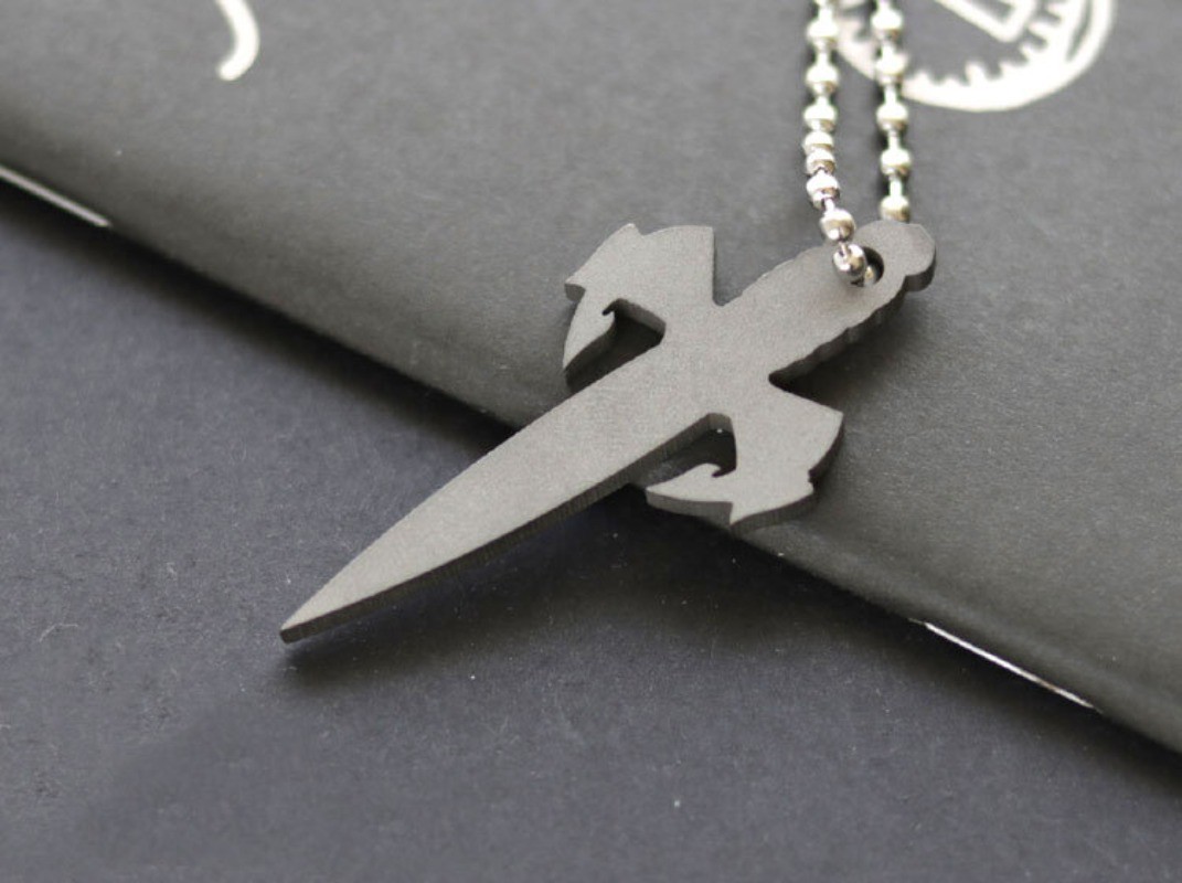 Fashion TC4 Titanium Alloy Microtech Dagger Keychain Necklace Pendant Bead Tool