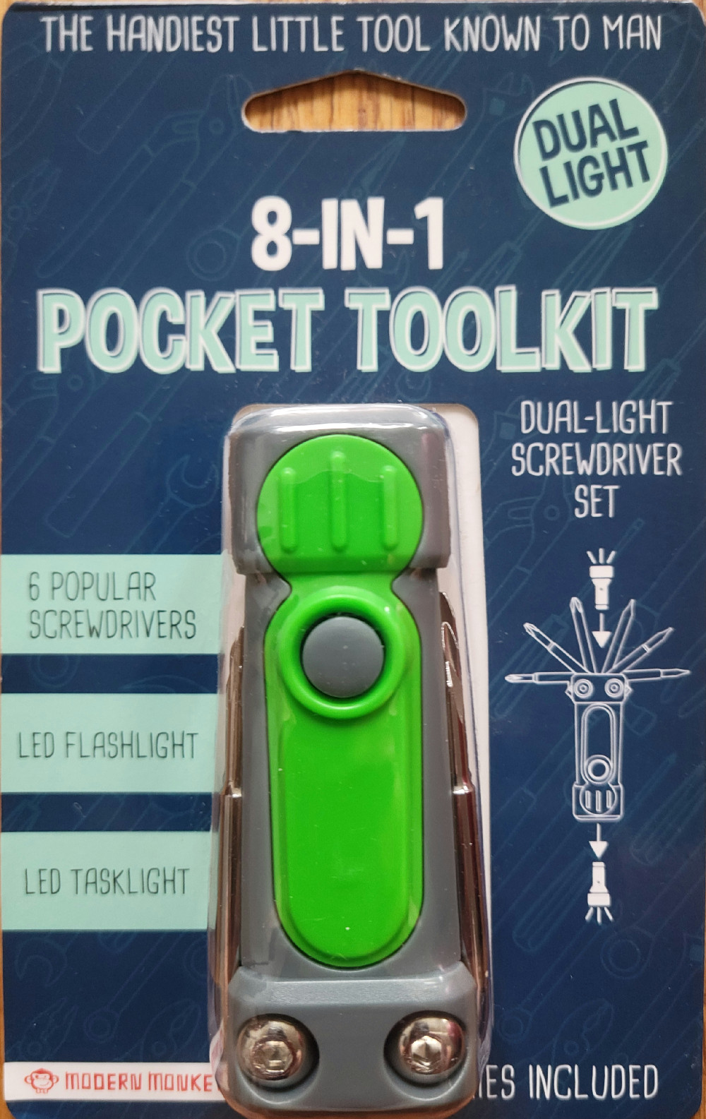 Dual LED flashlight six screwdriver pocket toolkit