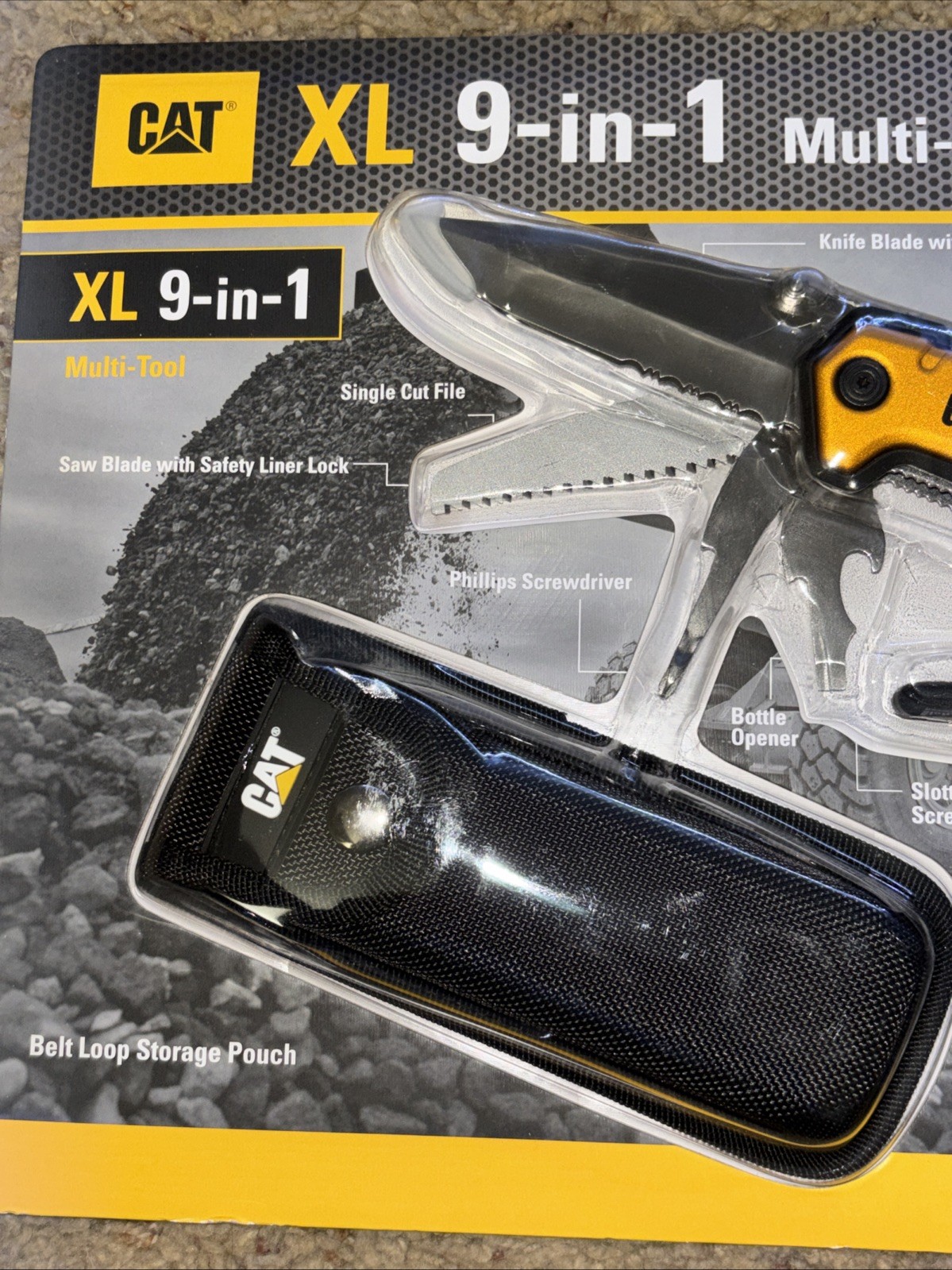 CAT XL 9-in-1 Multi-Tool Set, Stainless Steel Tools with Belt Loop Storage Pouch