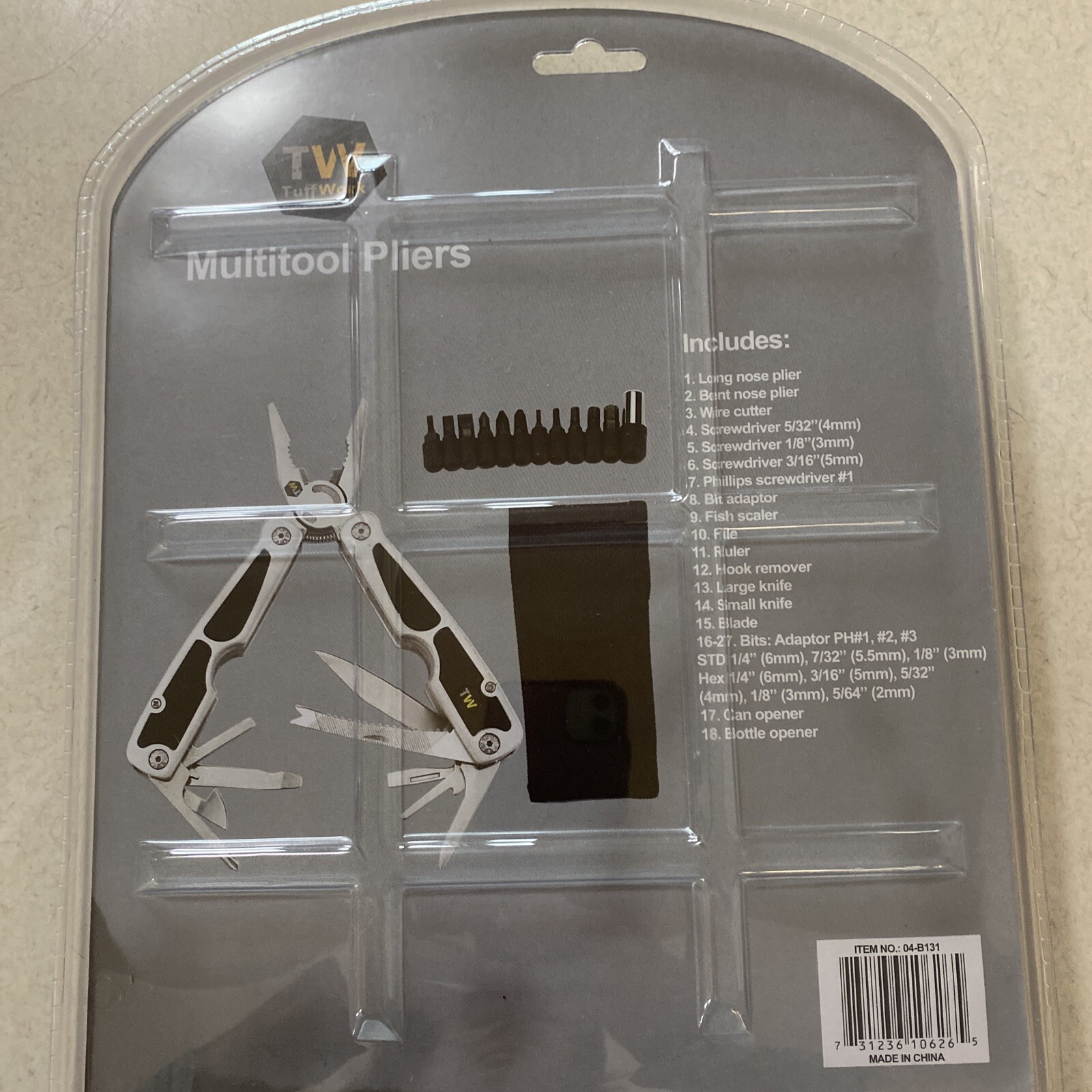 Stainless SteelMulti Tool Pliers 29-in-1, 11 Drill Bits, Pouch Included