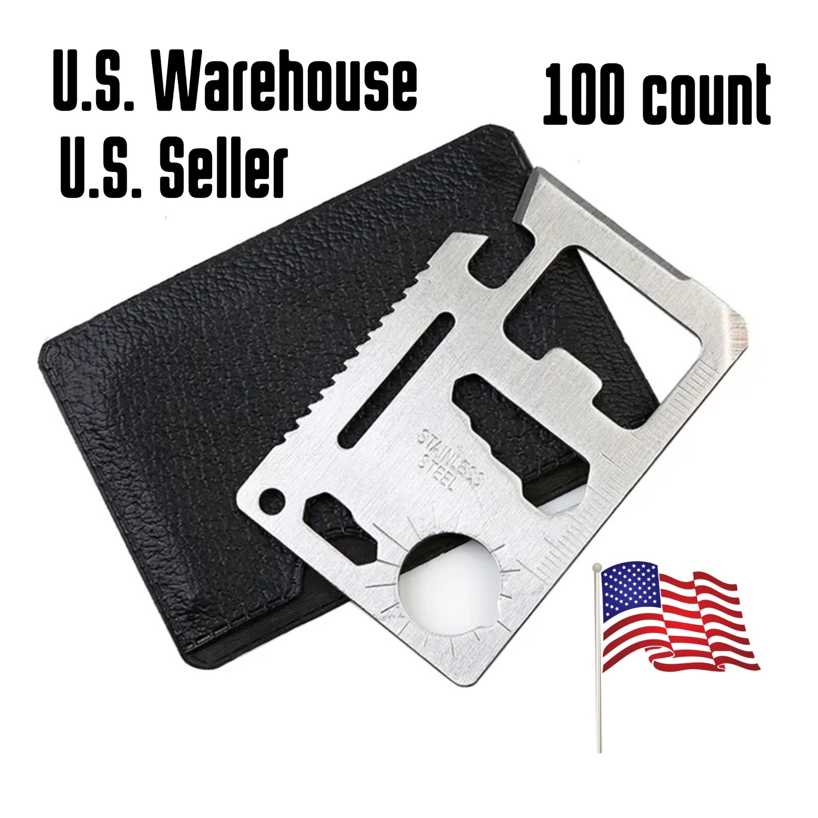 100 Count | 11-in-1 Survival Pocket Card Tool Outdoor Camping Emergency Knife