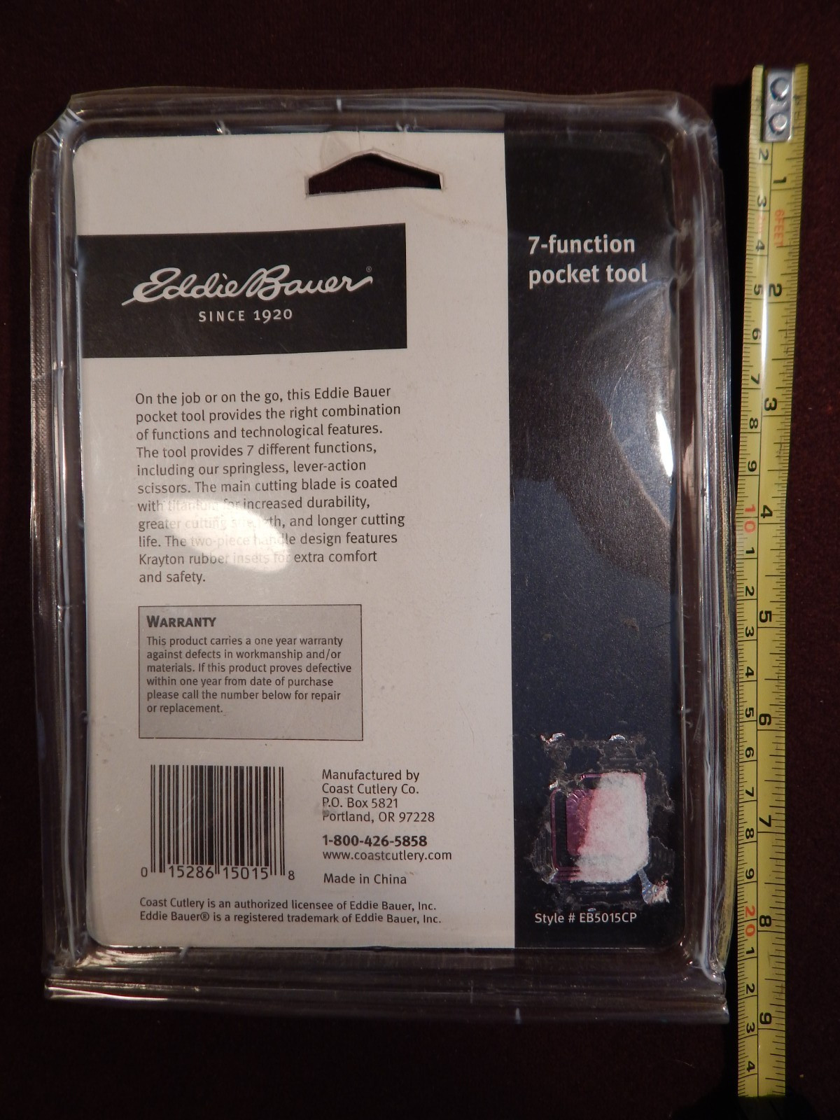 Eddie Bauer 7-Function Pocket Tool Knife, Screwdrivers, Scissors, Carabiner New