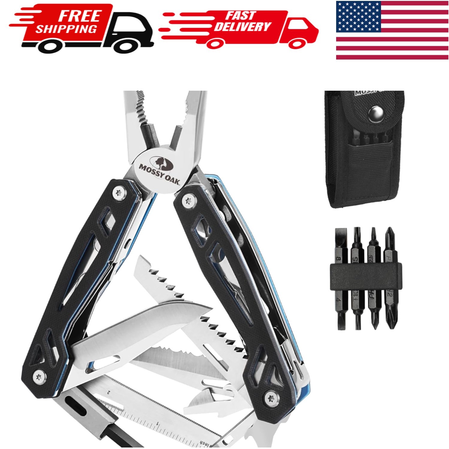 21-in-1 Stainless Steel Multitool with G10 Handle – Ultimate Outdoor Companion