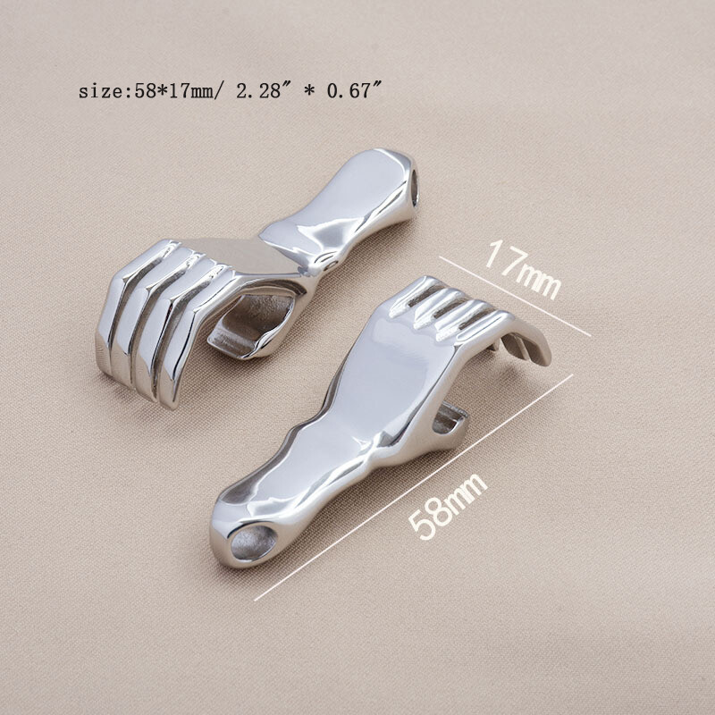 Small Stainless Steel Hand Shape Bottle Opener Pendant 58*17mm EDC Multi Tool