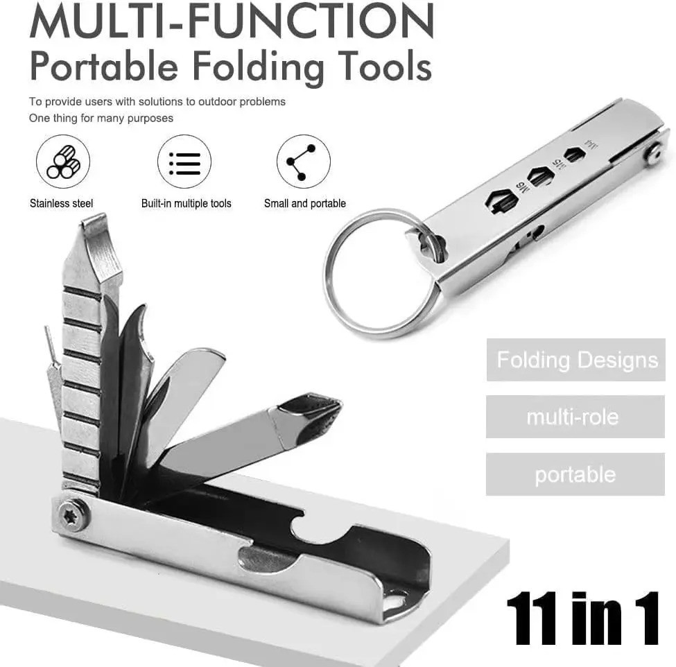Keychain Pocket Multitool EDC Sim Opener bottle Knife Mobile Phone Holder Stand