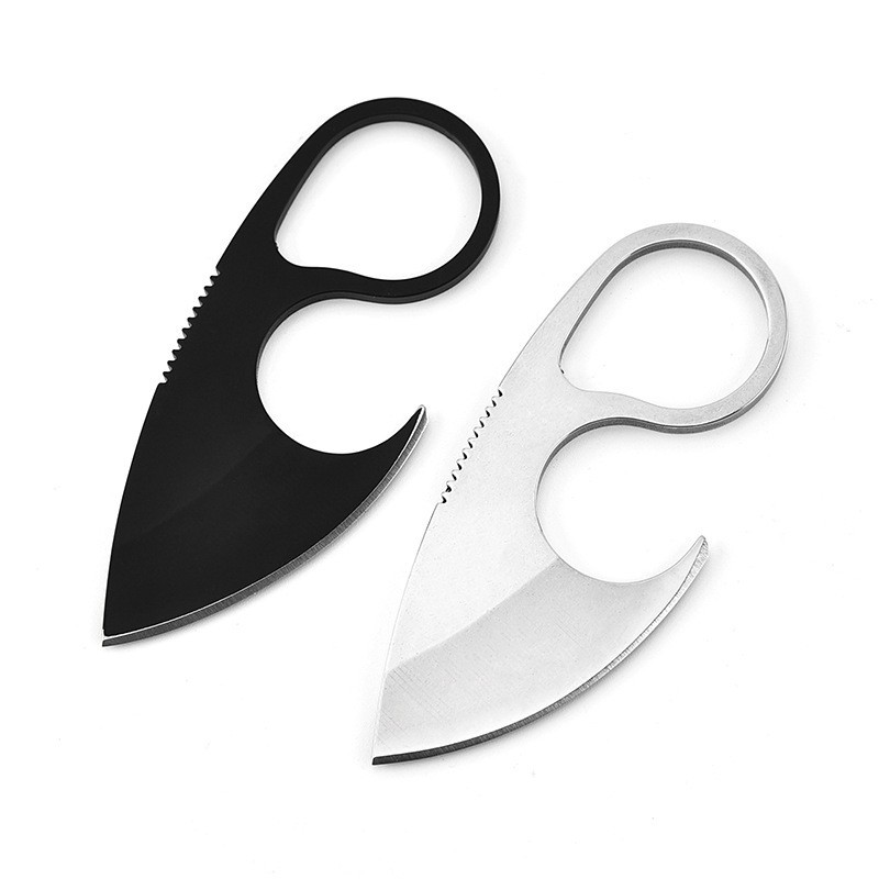 Smal Stainless Steel Outdoor Knife Camping Straight Knife with Chain Survival