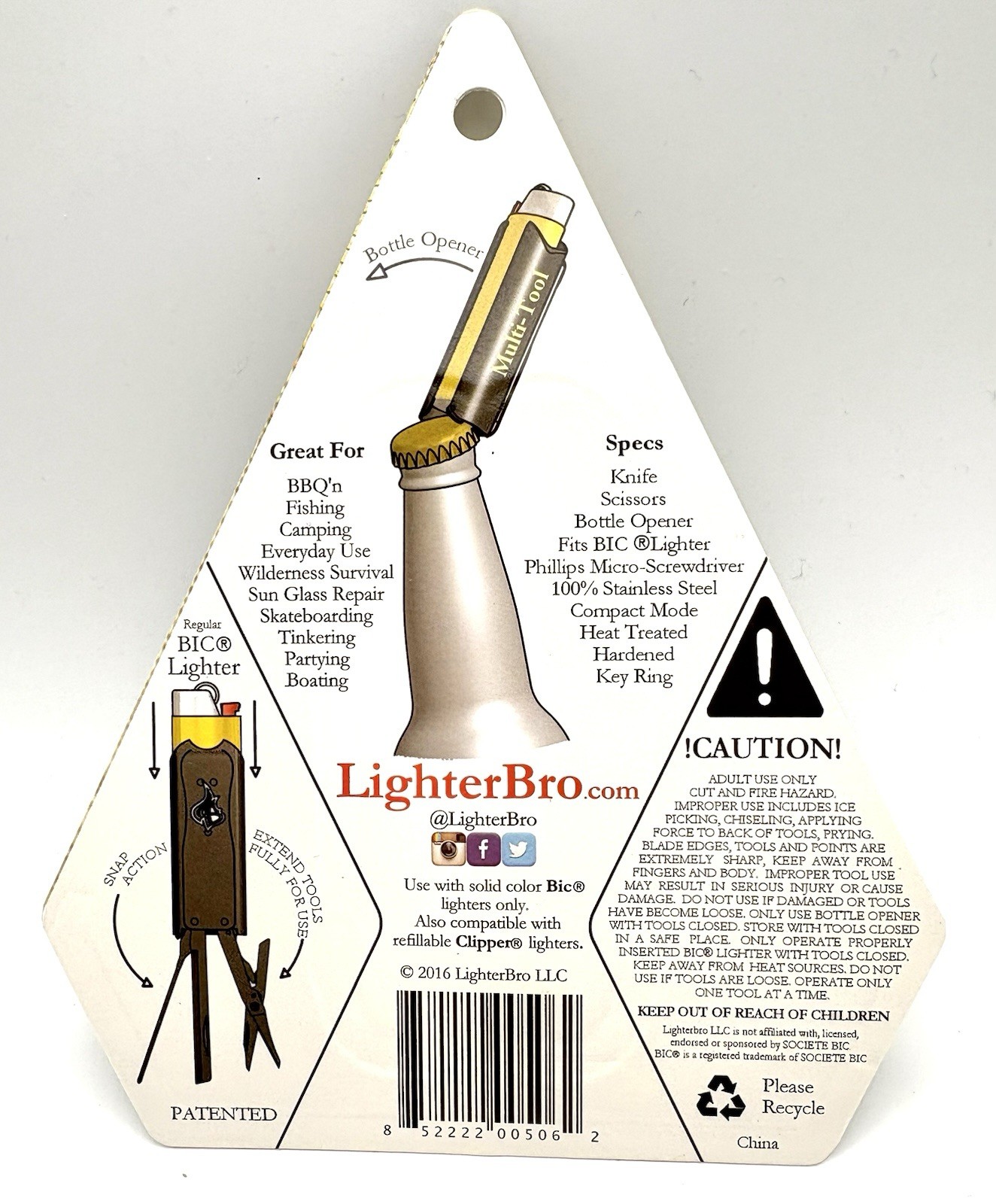 LighterBro 7 Tool Lighter Accessory for Camping/Fishing/Hunting NWT