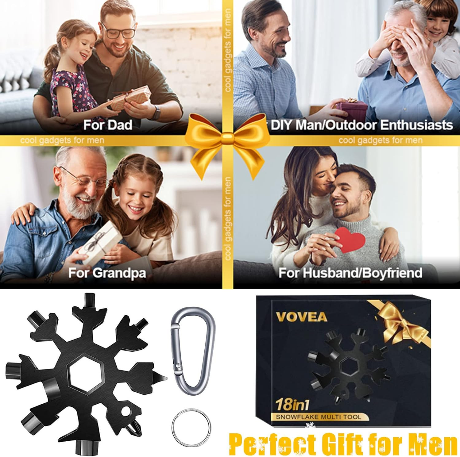 18-in-1 Snowflake Multi Tool, Fathers Day Mens Gifts, Birthday Gifts for Mens