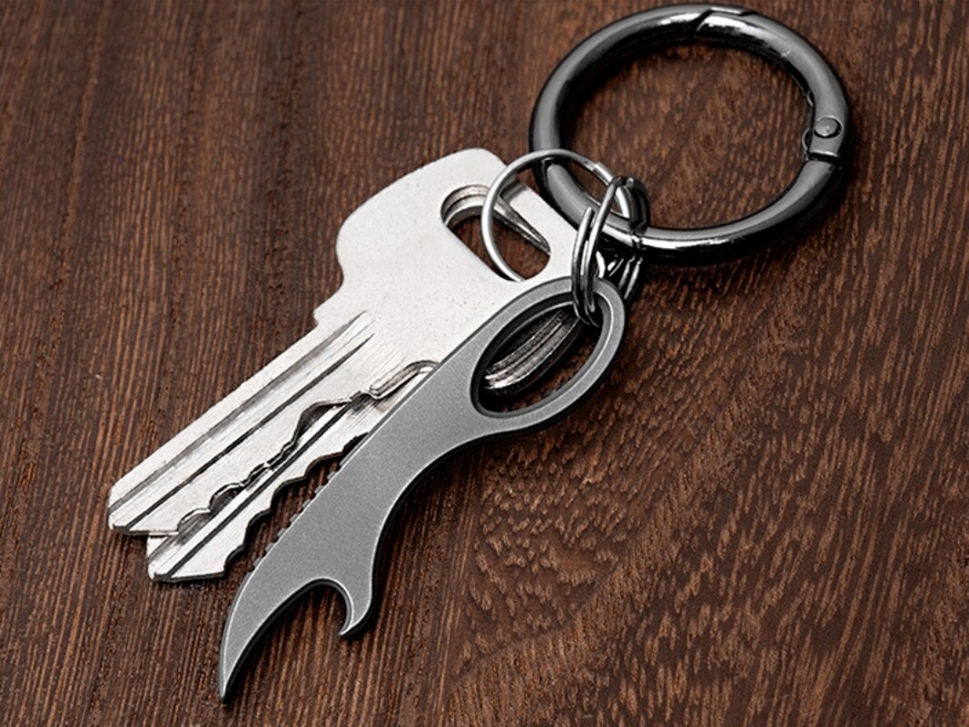 Titanium Alloy Multi Tools Crowbar Bottle Opener Portable Outdoor EDC Keychain
