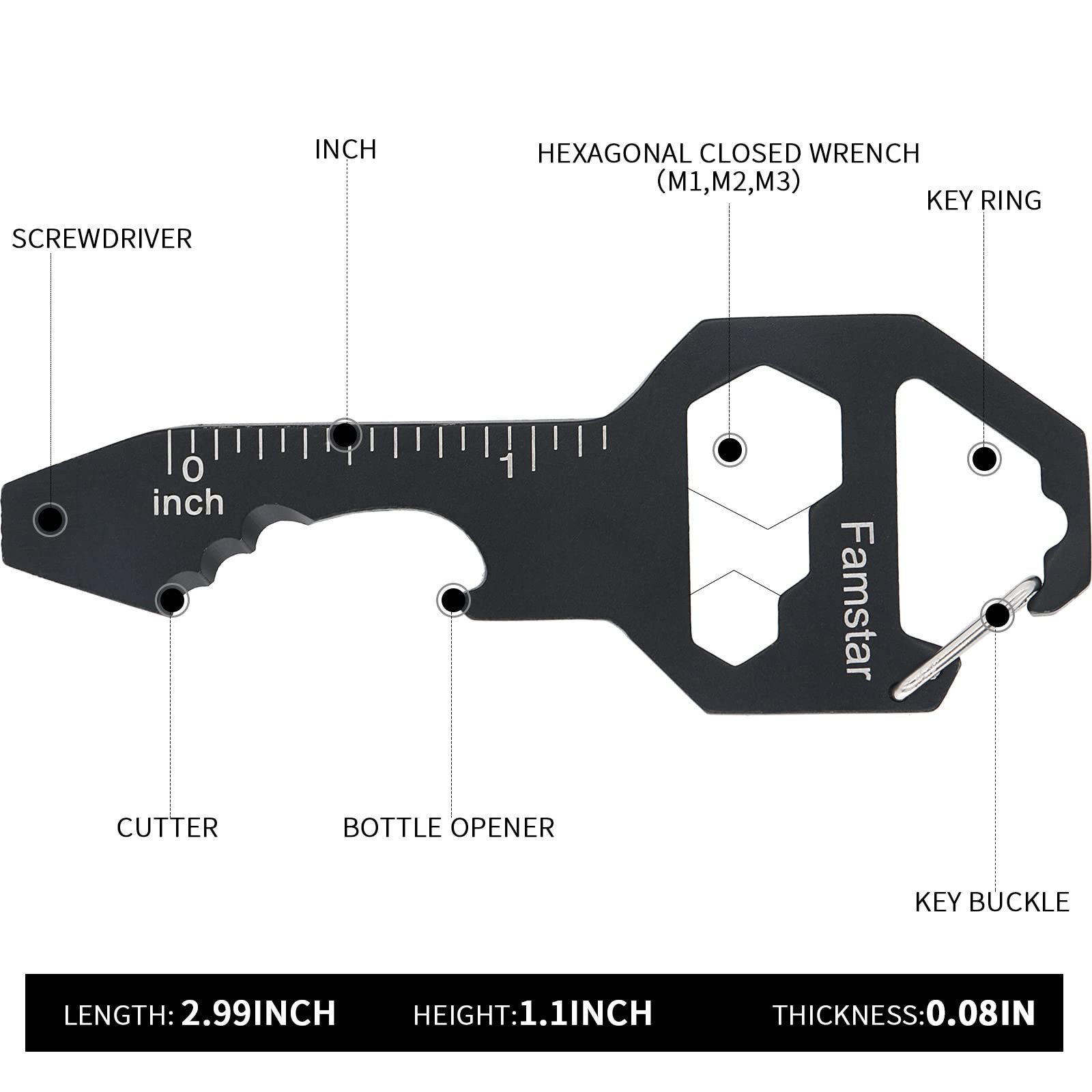 Keychain Multi-tool 3Pack Metal Pocket Tool Portable No rust Wrench for Screw…