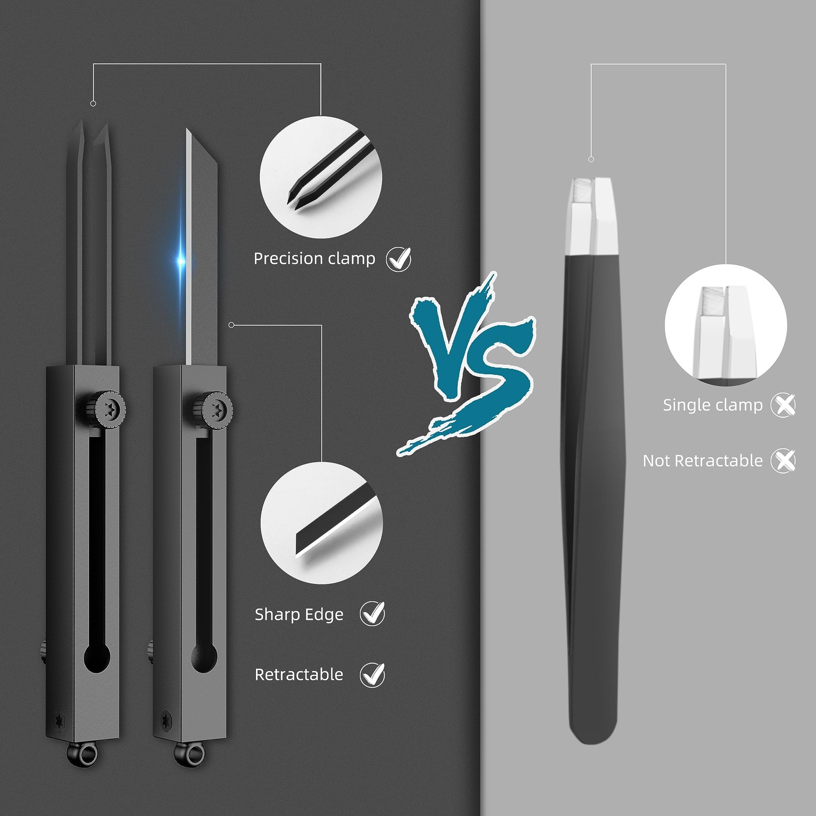 EDC Tweezers Precision Pocket Knife 2 in1 Keychain Multitool Knives Retractab…
