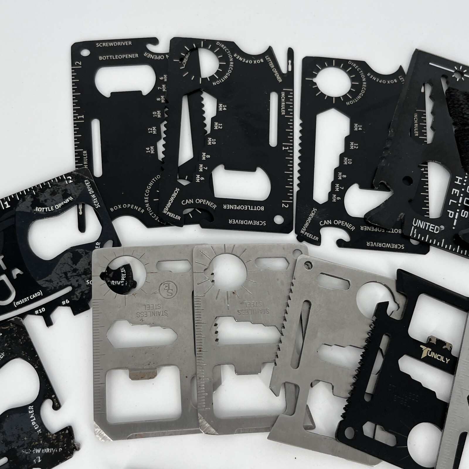 LOT OF 20 METAL WALLET/CREDIT CARD MUTI-TOOLS AND POCKET KNIFE SAFETY TOOLS