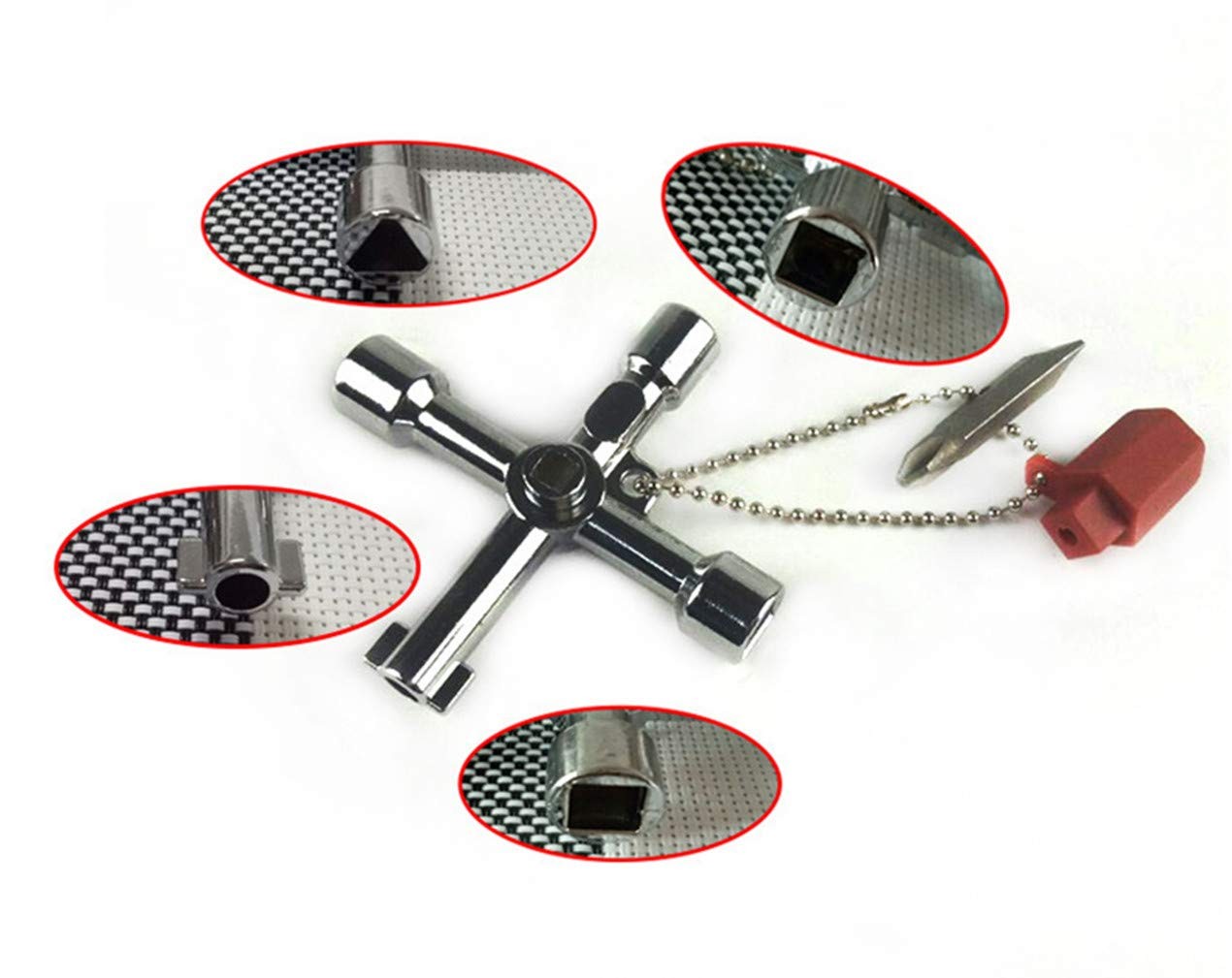 4 in 1 Universal Cross Triangle Square Round Key Alloy Wrench Elevator Tool