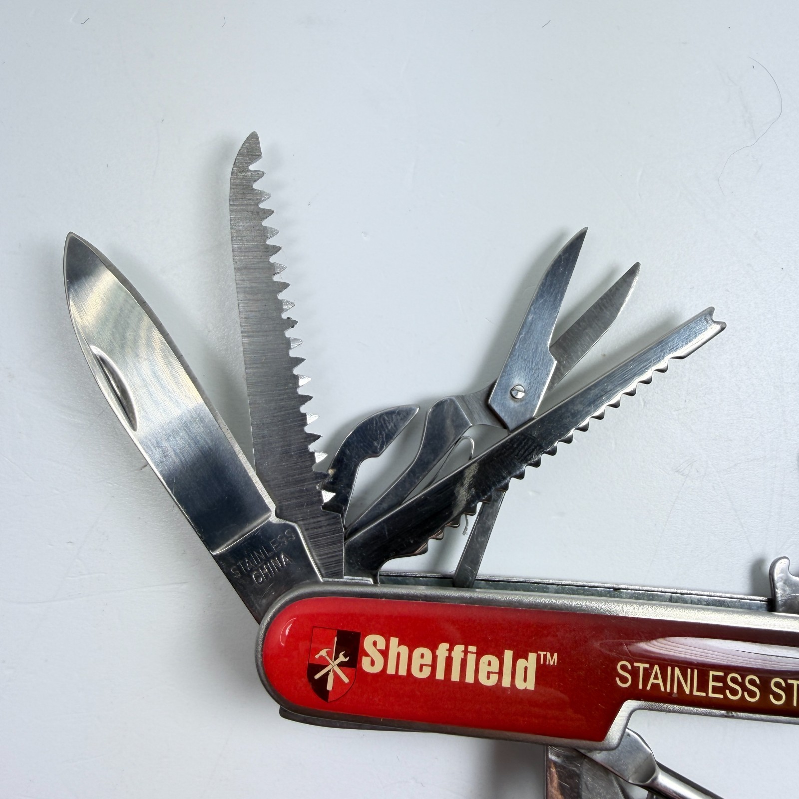 Sheffield Multi Tool Set w/ Flashlight AA Batteries & Carry Pouch Kit