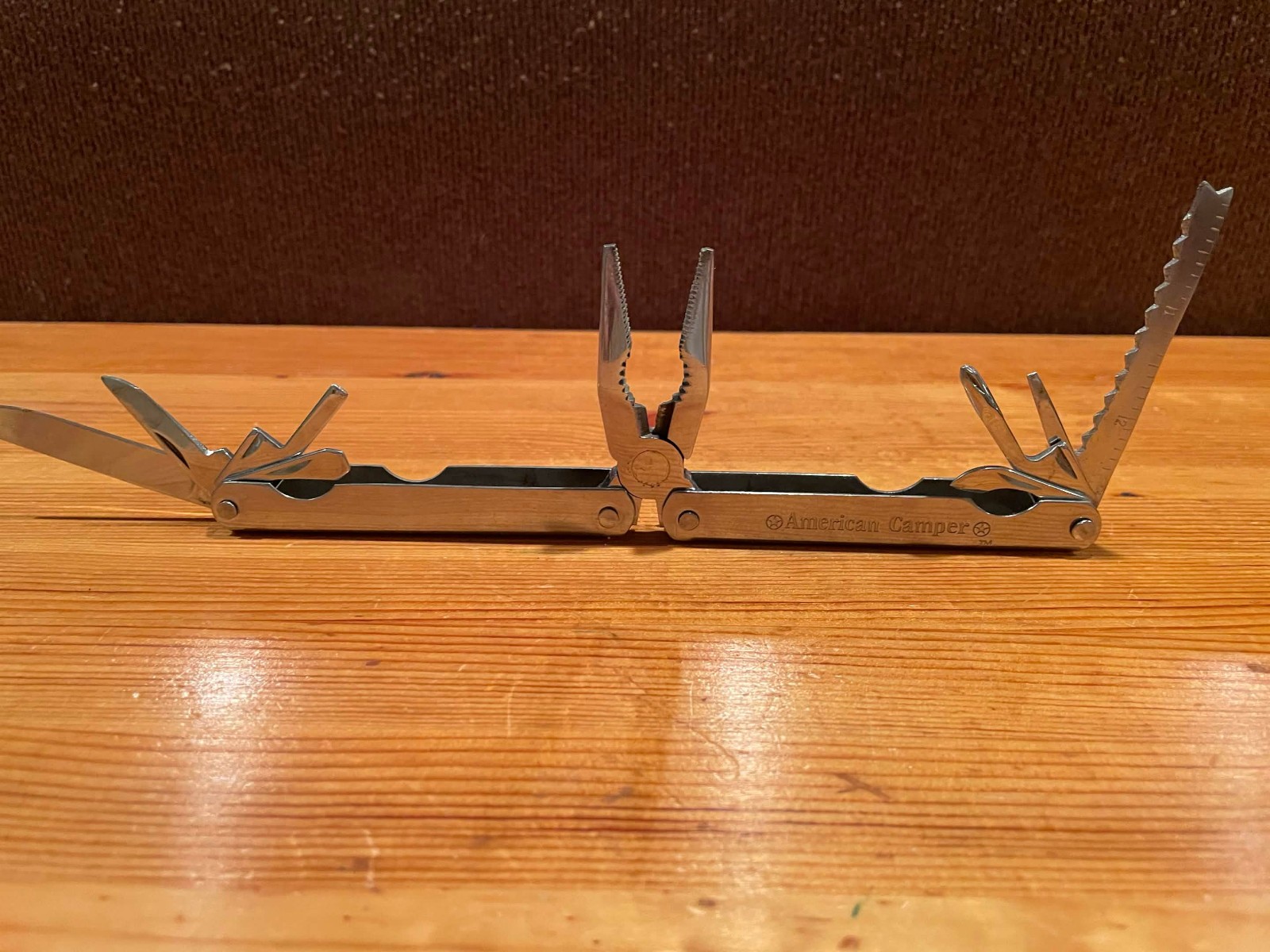 AMERICAN CAMPER BRAND STAINLESS STEEL MULTI TOOL COMBO PLIER GOOD CONDITION!