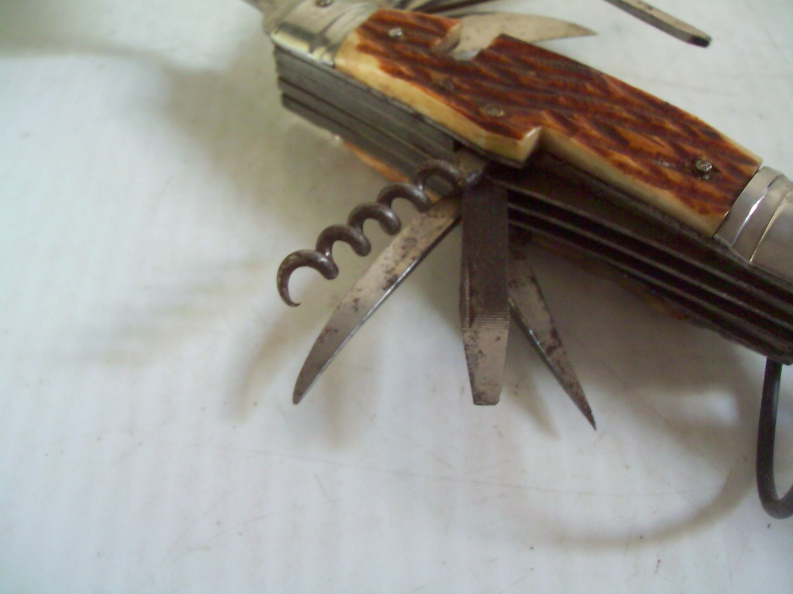Vintage Camping Multi Task Pocket Knife Tool w/ Belt Holder Made in Japan