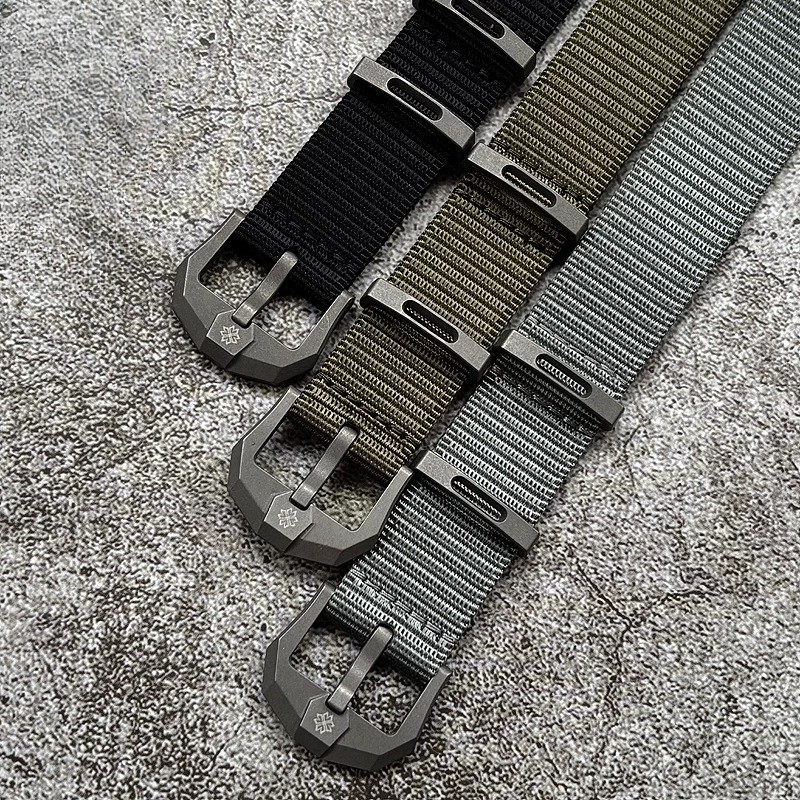 Quick Dry 20mm Titanium Nylon Watch Band Tactical CNC Carved Buckle