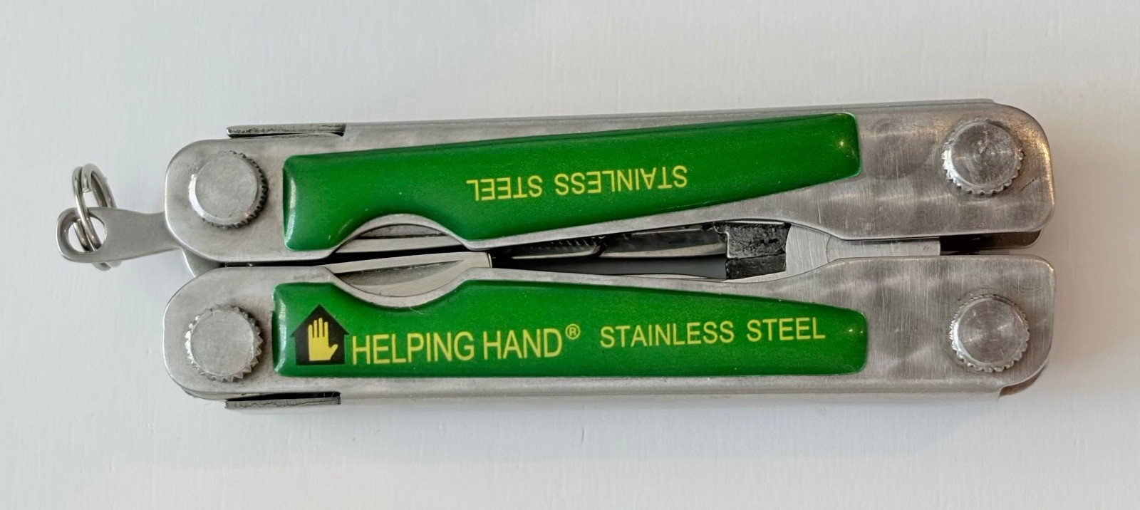 Helping Hand Folding Multitool 9-in-1 Pliers Knife Scissors Stainless Steel Case