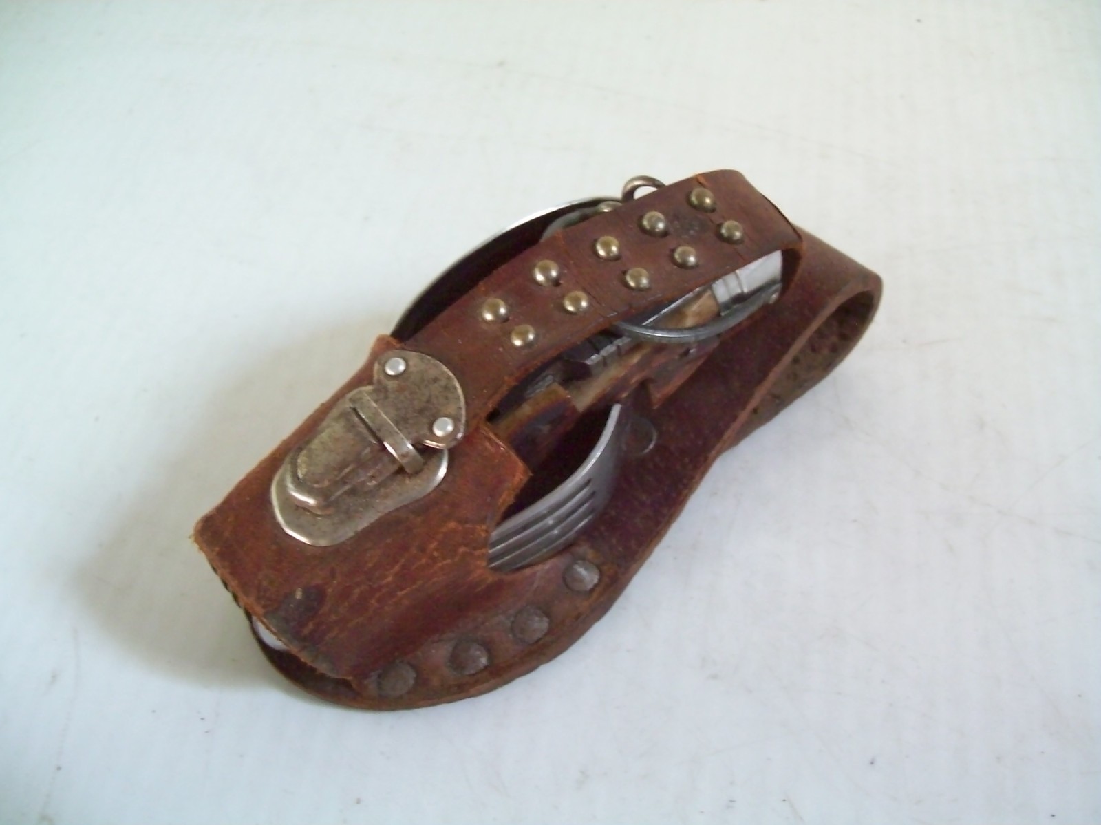 Vintage Camping Multi Task Pocket Knife Tool w/ Belt Holder Made in Japan