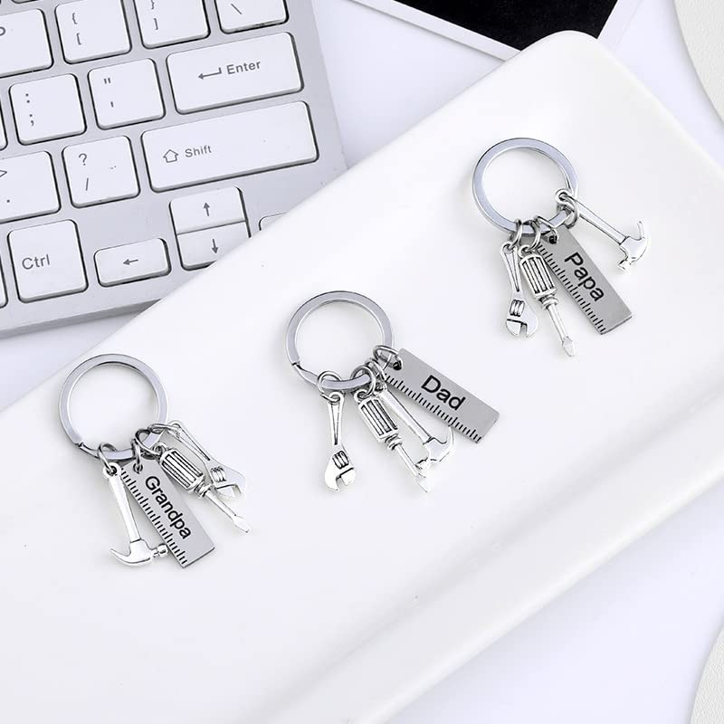 Pop Keychain with Ruler Hammer Wrench Screwdriver Gifts for Dad, Fatherâ€™s Day