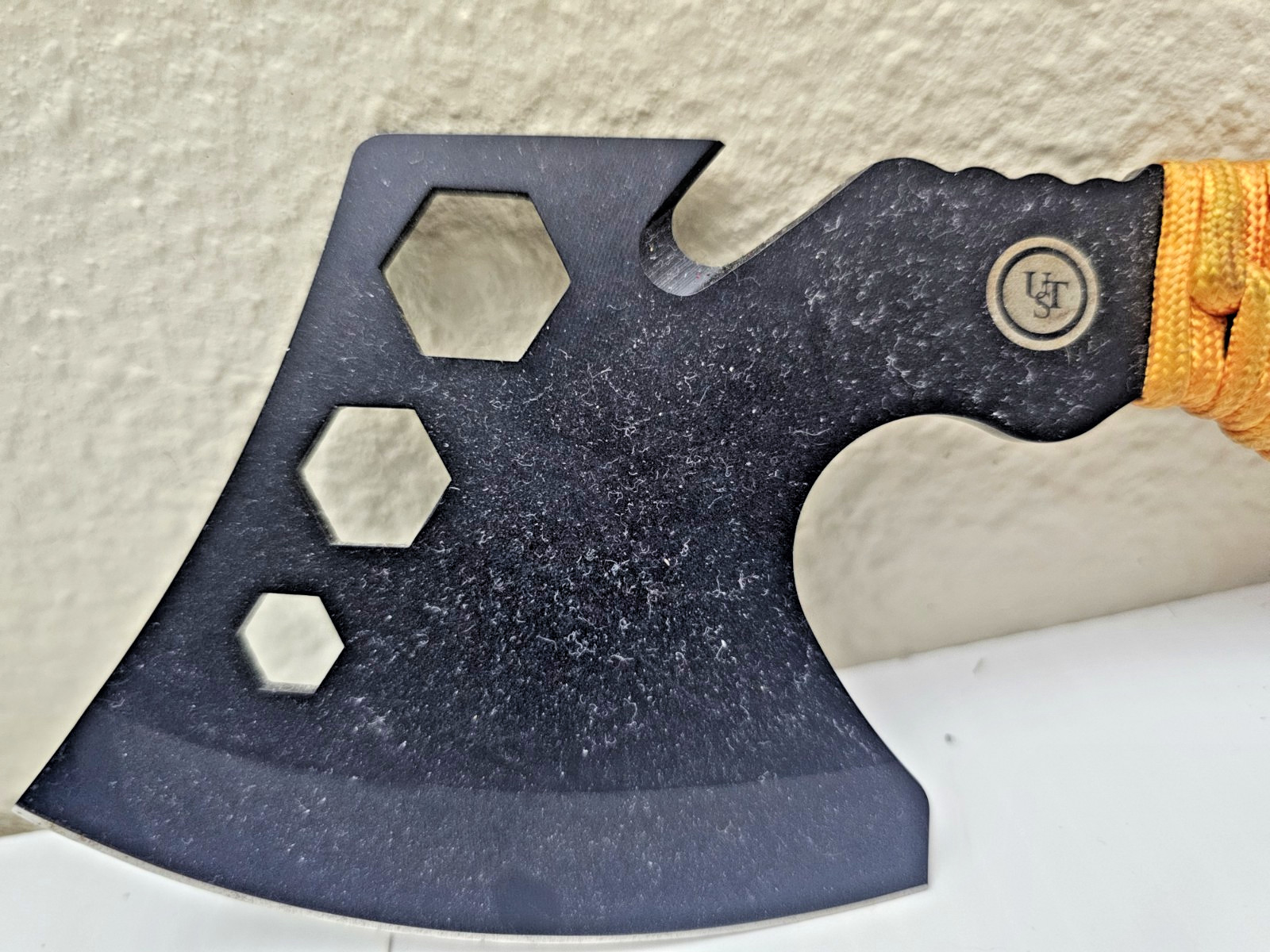 Used UST Survival Axe Hatchet Tool Paracord Handle Hex Wrench Bottle Opener