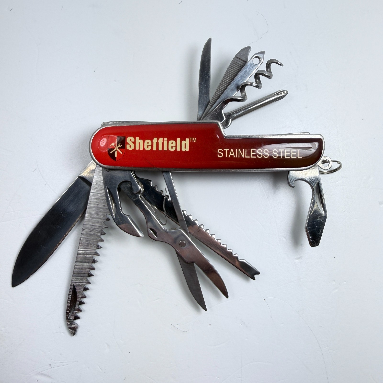 Sheffield Multi Tool Set w/ Flashlight AA Batteries & Carry Pouch Kit