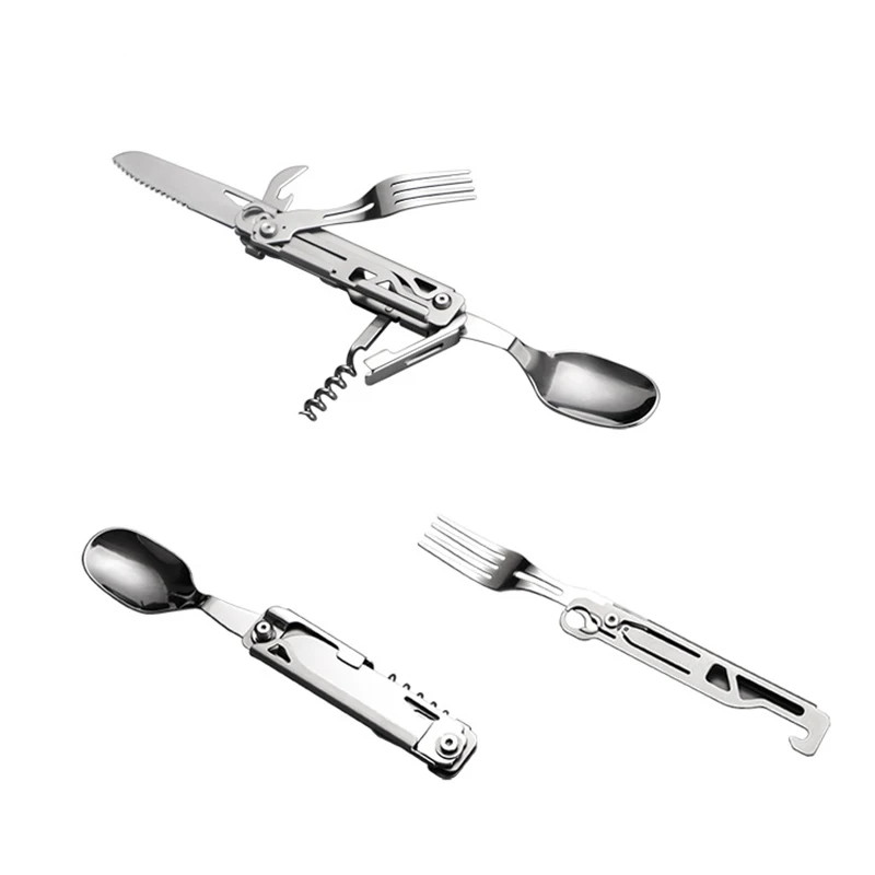 Multifunctional tableware Portable Stainless Steel Rope Knife Card Outdoor