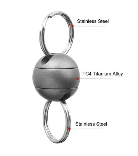 EDC 360 Degree Rotation Titanium Alloy Gimbal Keychain w Key Ring Car Keychain