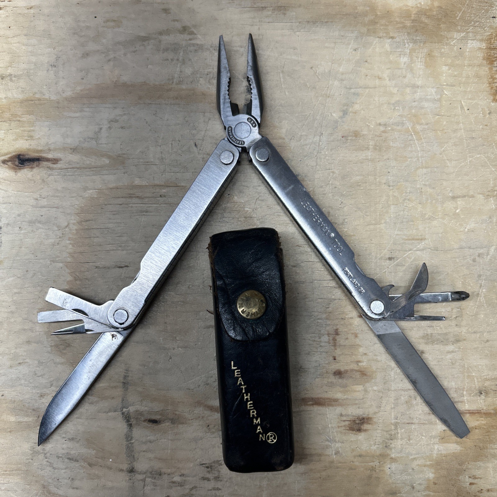 Original Leatherman PST POCKET SURVIVAL TOOL Vintage With Sheath Stainless Steel