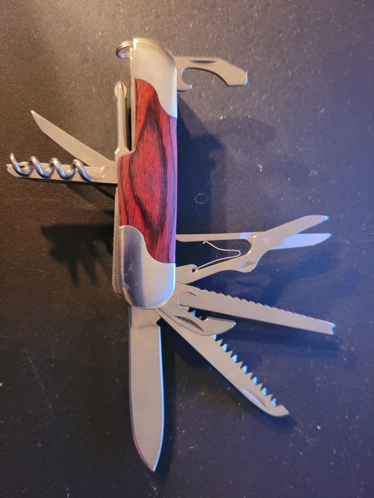 NEW NRA 11-in-1 Multi-Tool Pocket Knife w/ Wooden Inlay – Stainless Steel