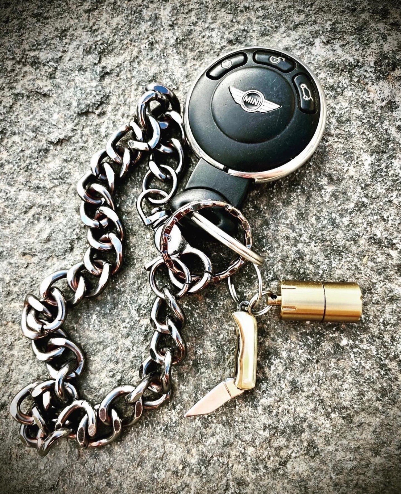 mini lighter and mini knife keychain