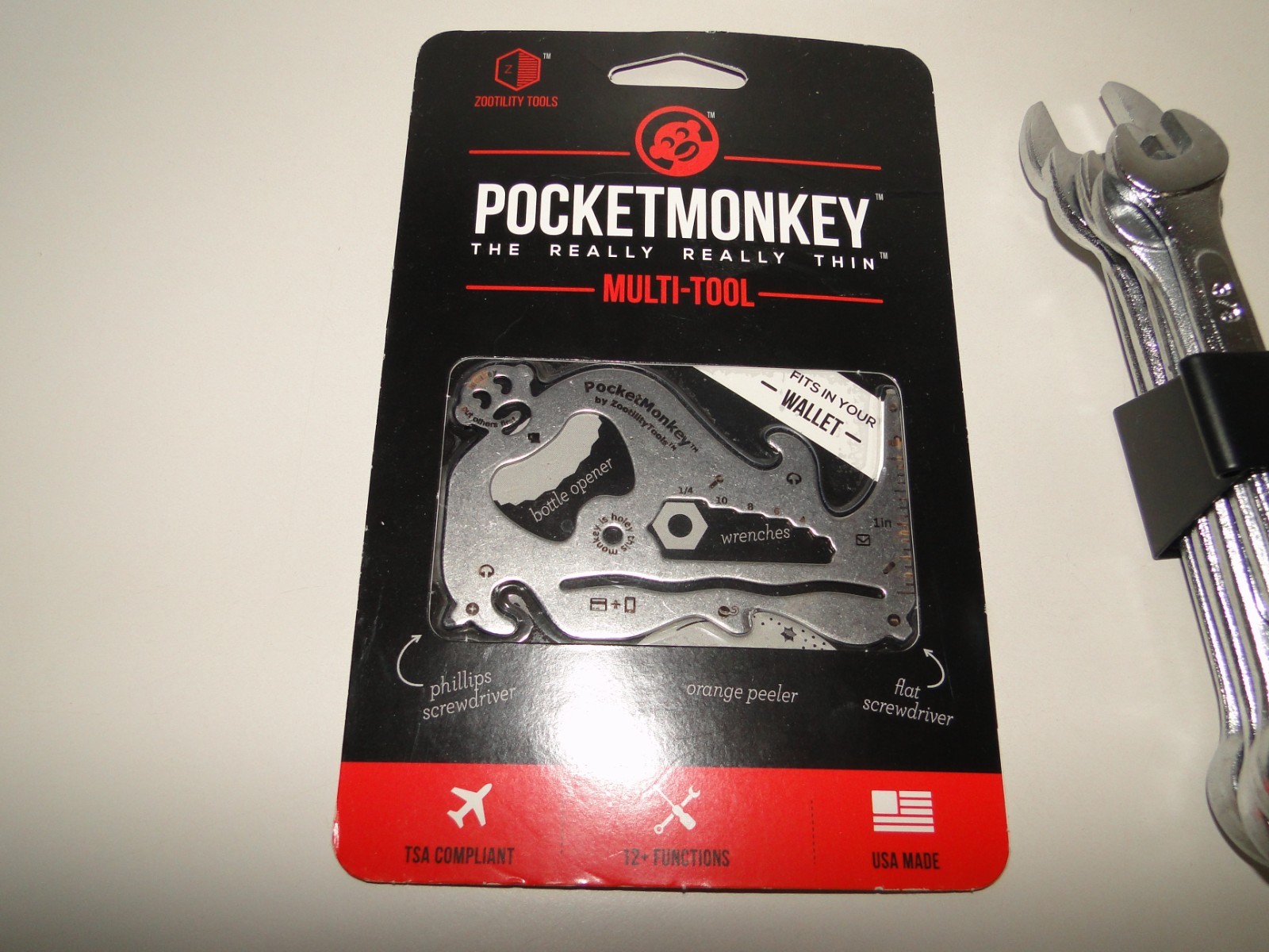 Zootility Pocket Monkey Basic Multi Tool 3.25″ x 2″ Stainless & 5 End Wrenches